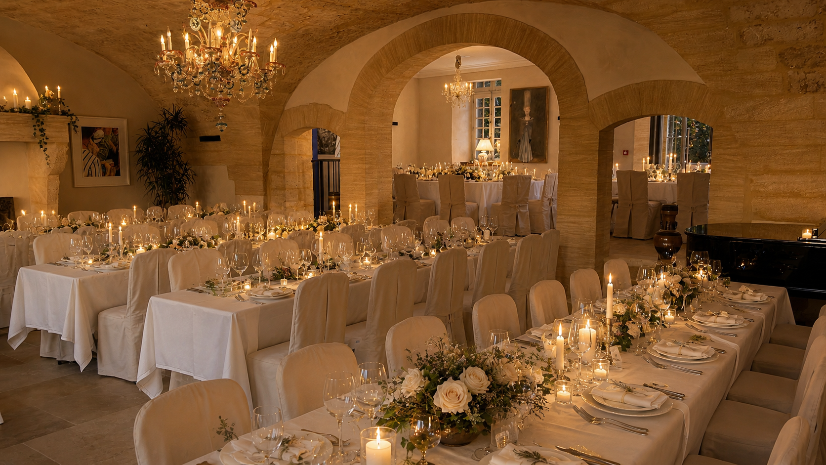 Dîner aux chandelles sous les voûtes du château