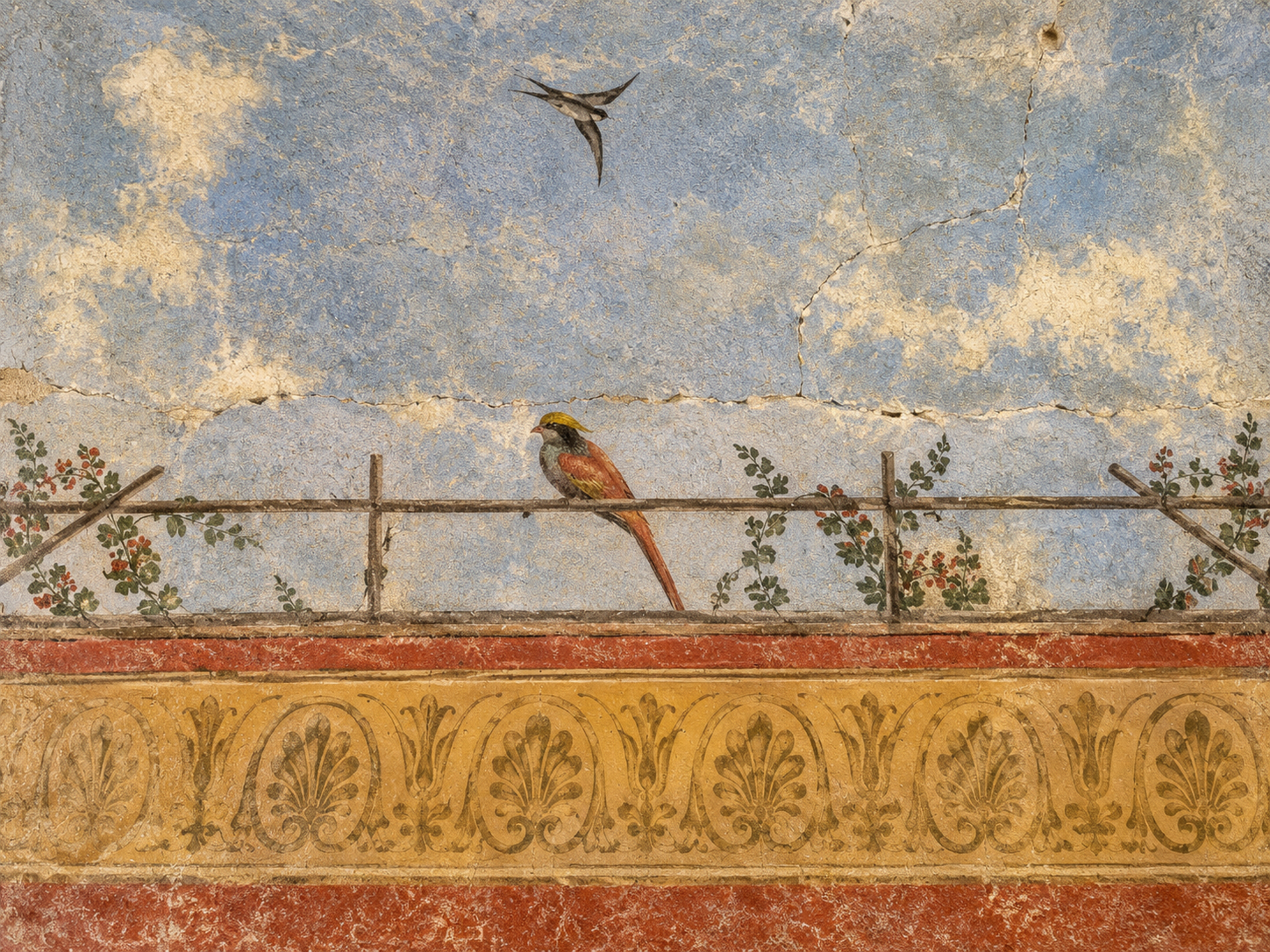 Fresque à l’oiseau, décor peint du château