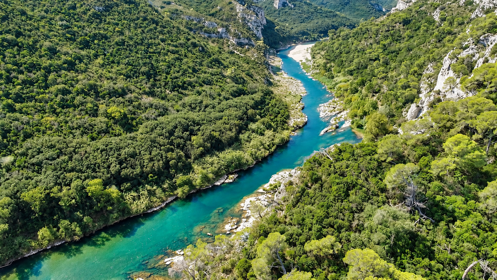 Vue sur le Gardon depuis le parc du château